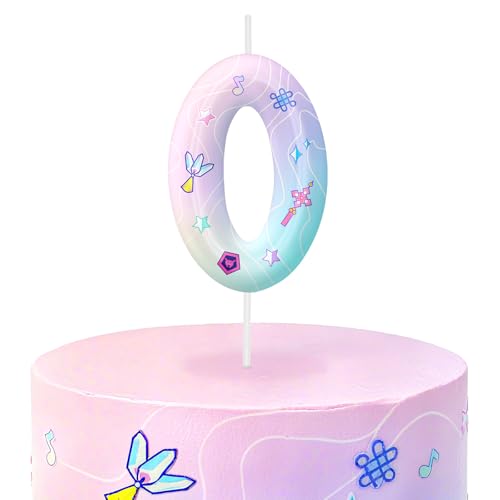 Image of Pink Number 0 Birthday Candles, Cartoon Themed Cake Toppers for Boys Girls Cake Decorations, Birthday Decorations Party Supplies, Number Candles for Party Decor