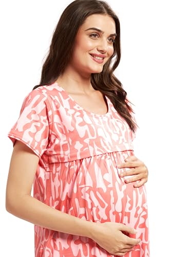 Image of AV2 Women Cotton Printed Maternity Nursing & Feeding Relaxed Fit Nighty -3148