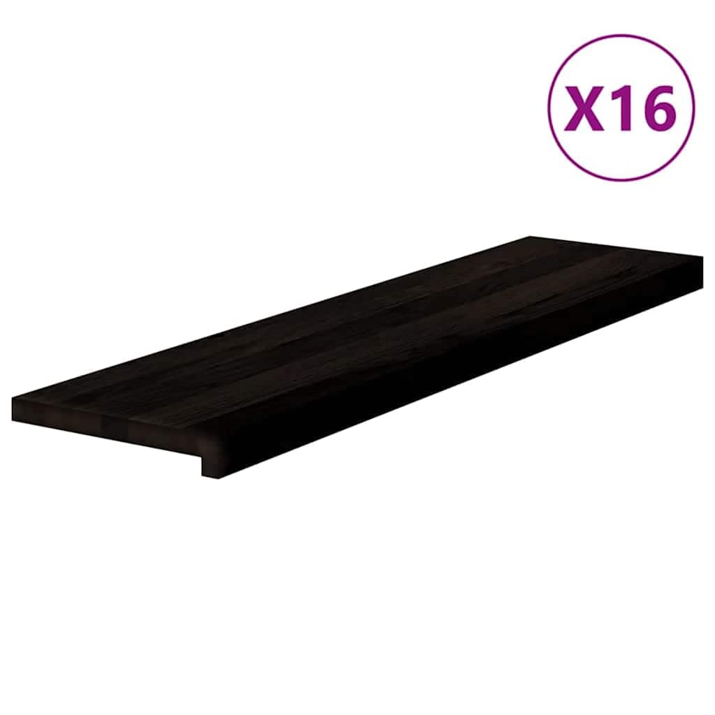 Stopnie schodowe 16 szt. Brązowo-czarny 100x25x2 cm lity dąb
