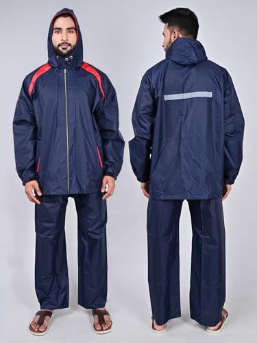Image of Rupa Mens Rainwear For Men, Waterproof Nylon Blended Rain Standard Length Jacket With Pants And Carry Bag, Pack Of 1