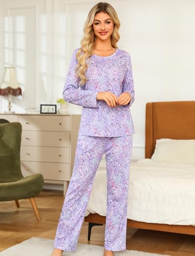 ENJOYNIGHT Womens Pajama Set Cotton Long Sleeve Pjs Two Piece Sleepwear with Pockets4