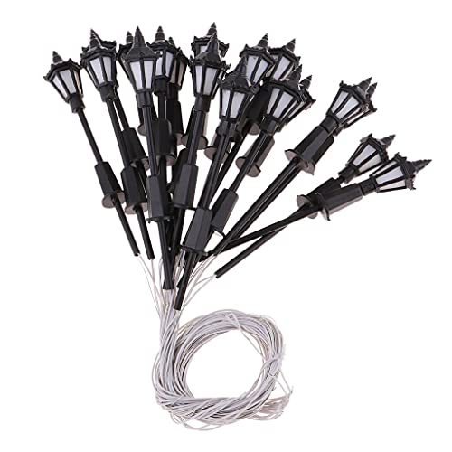 rockible 20 Pieces Model Miniature Street Lights HO Scale LEDs Warm White 1:100, as described