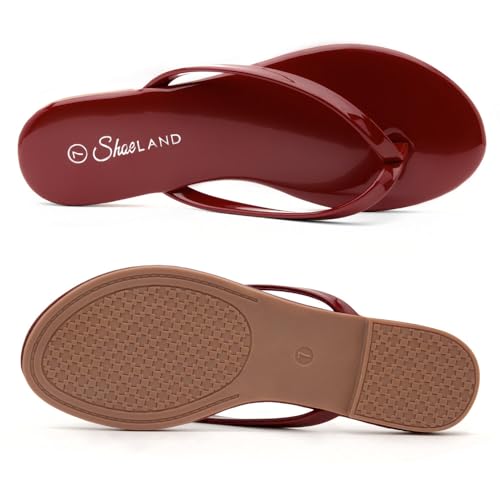 Image of Shoe Land Thong Flip Flops for Women, Memory Foam Flat Sandals, Lightweight Summer Slides, Non Slip Comfort Sandals for Beach, Travel and Everyday Wear