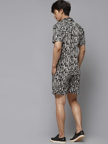 Image of Rigo Men's Rayon Printed Relaxed Night Suit Set Casual Co-Ords Set|Shirt And Short Set