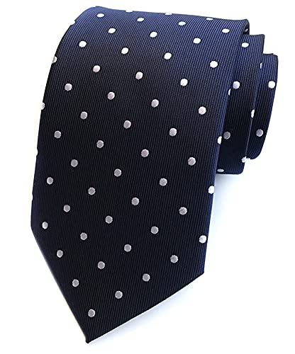 Rosiika Corbatas formales modernas a rayas con estampado a cuadros para hombre, para uso diario, para boda, Lunares blancos y marinos, Taille unique