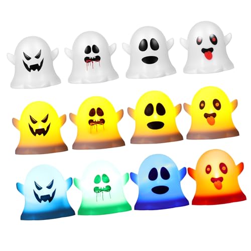 12 luces led de té flotantes fantasmas de halloween decoración de chimenea