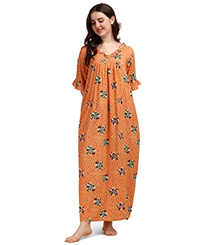 Robe longue en rayonne femme orange Yam taille S style bohème chic chic