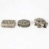 3 Pack Mini Trinket Box, Metal Jewelry Box, Decorative Jewelry Organizer for Ring Earring, Vintage Small Box for Storage and Display