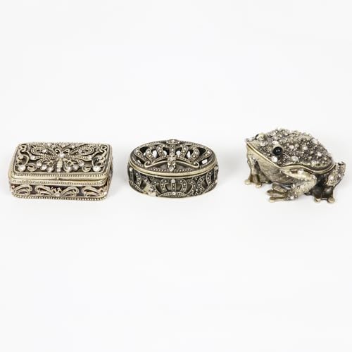 3 Pack Mini Trinket Box, Metal Jewelry Box, Decorative Jewelry