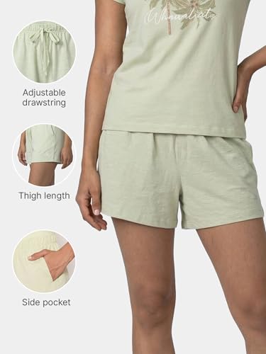 Image of Enamor Drawstring Mid Thigh Length Mid Rise Basic Shorts - Relaxed Fit, Super Soft Cotton - E062