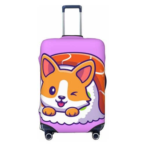 Corgi In Sushi Roll Luggage Cover TSA Approved Stylish Dust and Scratch Resistant Luggage Case Protector Washable Elasticated Luggage Covers for Kids and Adults