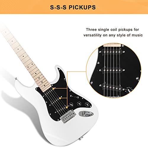 Image of GLARRY Full Size Electric Guitar for Music Lover Beginner with 20W Amp and Accessories Pack Guitar Bag (WHITE, 39 inch Right Handed)