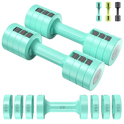 Adjustable Dumbbells Hand Weights Set: Sportneer 1 Pair 4 6 8 10lb (2-5lb Each) Free Weights Fast Adjust Dumbbell Weight Set of 2 for Women Men Home Gym Workout Strength Training Equipments