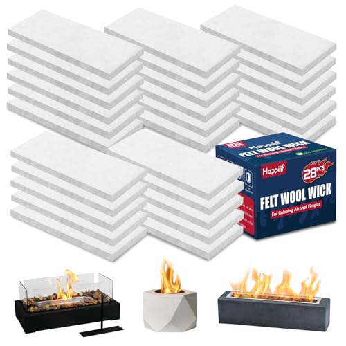 28 Pcs Ceramic Wool Wick for Tabletop Fire Pit, Suitable for Indoor/Outdoor Table Top Firepit，Fireplaces Sponge Cotton Core Compatible with Ethanol Fireplace Fuel (4.7' x 2' x 0.2')