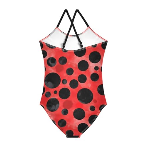 Ladybug Pattern Girls One Piece Swimsuits Quick Dry Beach Swimwear Bathing Suit2