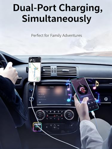 Image of TISONNY Car Bluetooth 5.3 FM Transmitter for Old Cars, 30W PD & 18W QC3.0 Fast Charger, Hands-Free Calling, Voice Assistant, LED Light