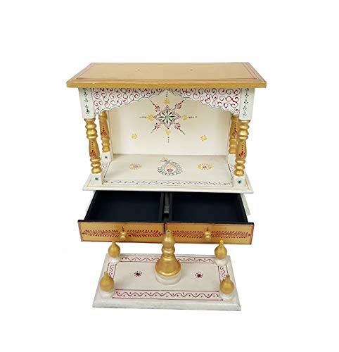 Kamdhenu art and craft Wood Religious Home Temple, Gold, 18 x 9 x 21 inch