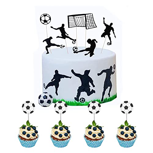 CHENYU Pack of 36 Cake Toppers, Happy Birthday Cake Decoration, Football Cake Decoration, Football Cake Decoration, Children's Happy Birthday Cake Topper, Birthday Party