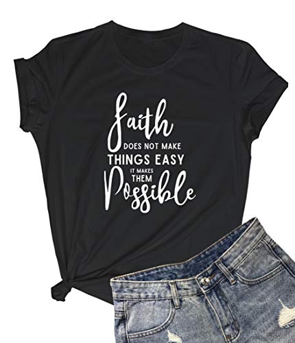 BLACKOO Women's Casual Tees Graphic Cute Tops T Shirts Gifts for Girls Black Large