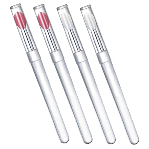 4pcs Silicone Lip Brush with Lid Multi-use Lip Portable Lip Lip Mask Brush Lidded Lip Cosmetic Lipstick Brush Makeup Use Lipstick Brush Makeup Supplies Lip Gloss