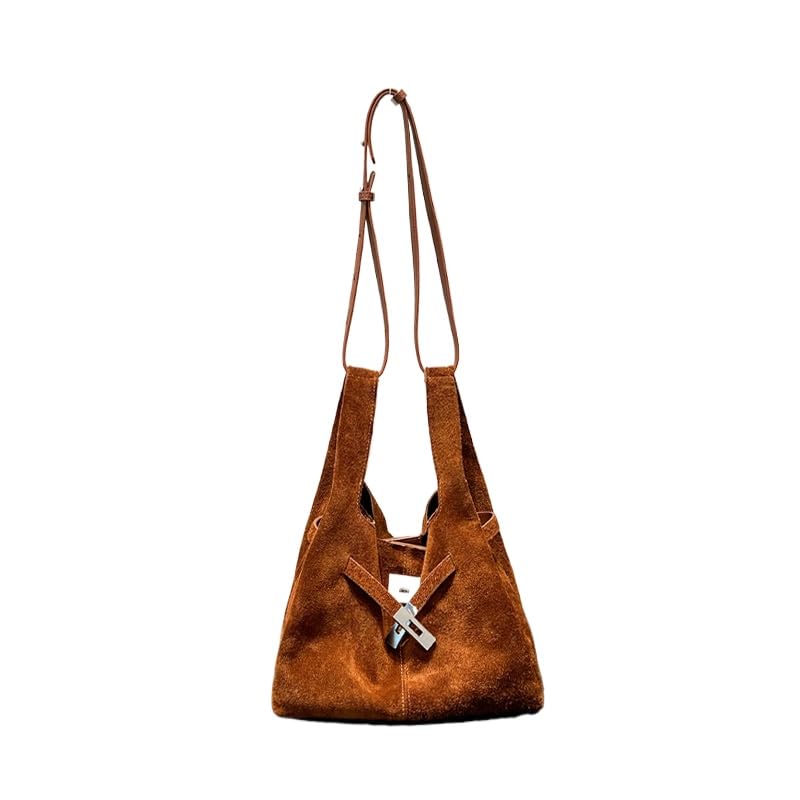 Suede Matte Leather Bucket Bag Handbag Hobo Totes Shoulder Crossbody Bag Commuter Lock Sling Satchel Luxury Elegant