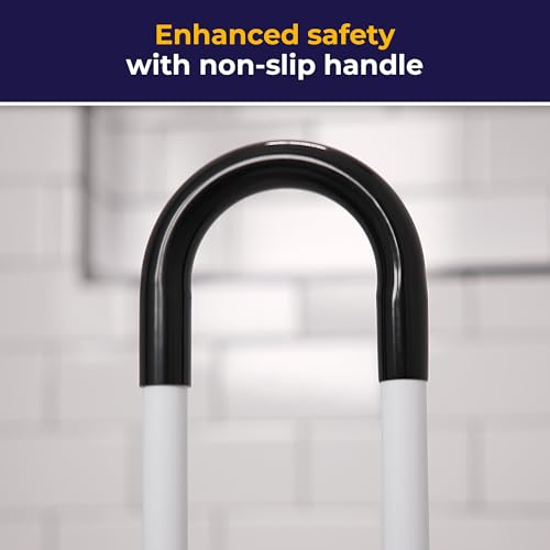 Image of Drive Medical Adjustable Bathtub Grab Bar and Bathtub Safety Rail, Steel | Easy Clamp-On Steel Grab Bar with Adjustable 14 to 17 Inch Height and Scratch Proof Non-Slip Pads for Safety