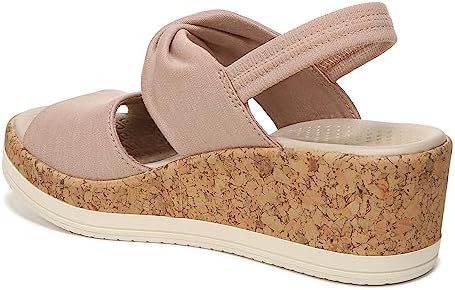 BZees Womens Remix Slingback Wedge Sandal Brown Linen 6 M | Image 4