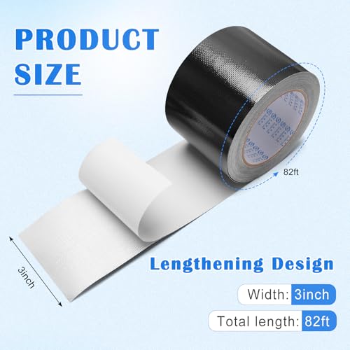 Image of RV Awning Repair Tape, 3in x 82FT Tarp Repair Tape Tenacious Tape Made of Fiberglass and Aluminum Foil Tent Canvas with 1 Scissors and 1 Scraper(Black)