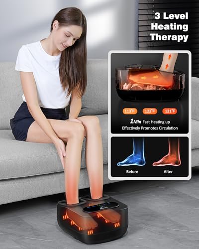 Image of KNQZE Foot Massager with Heat and Remote, Shiatsu Deep Kneading Feet Massager for Plantar Fasciitis & Neuropathy, Foot Warmer, Gifts for Mom Women Men Dad, Fits Up to Men Size 12(Black)