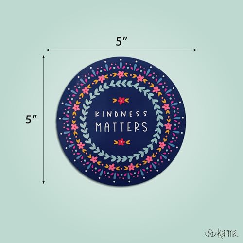 Image of Karma, Boho Inspirational Refrigerator Set of 100, Round Decorative Weatherproof Car and Locker Magnets for Girls Motivational Quotes, Party Favors, School Car Office, Be Happy