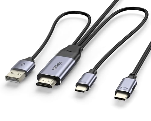 HDMI to USB-C �ϊ��P�[�u�� 2.5m 4K@60Hz 60W���d�Ή� Studio Display�Ή��AXbox PS5 Steam Deck�h�b�N�EXreal Beam�EWACOM�ENreal�ERayNeo AR�O���X�E���o�C�����j�^�[�p
