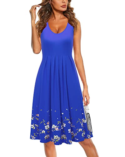 Image of KILIG Women Soft Casual Beach Sundress Floral Pleated Vintage Tank Dress 2026