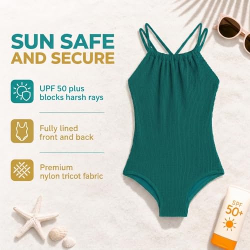 Image of Kanu Surf Girls Jasmine Beach Sport Halter One Piece Swimsuit