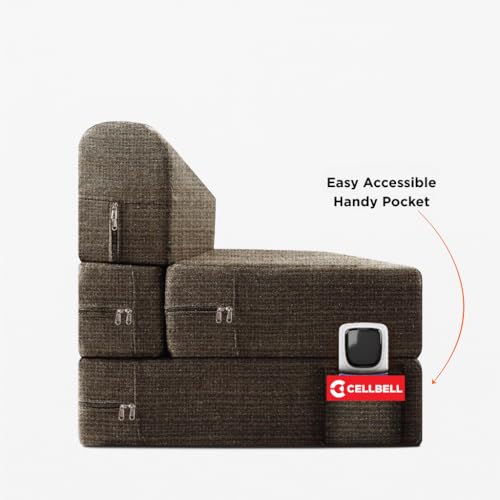 Image of CELLBELL Comfy Sofa Cum Bed 5x6.5 Feet | Foldable Dual Use Couch Bed with Soft Cushions, Washable Fabric Cover & Sturdy Frame | Space Saving Modern Design for Living Room, Bedroom & Guest Use (Grey)