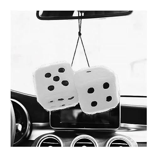 Dadi Di Peluche Per Specchietto Retrovisore Auto - 2 Pezzi Bianchi, Morbidi E Lavabili, Decorazione Divertente Per Interni - Foto 6