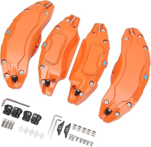 HEYOUTH 4 Piezas de 19 Pulgadas 20 Pulgadas Cubiertas de Pinza de Freno de Disco de Coche,Protector de Pinza de Freno de Disco de Aleación de Aluminio,Compatible para Tesla Modelo Y (Naranja)