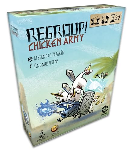 Juego de Cartas de Estrategia Regroup Chicken Army De 2 a 4 Jugadores – juego de mesa adultos y niños donde has de Construir un Ejercito De Pollos y librar Batallas Epicas Partidas Rapidas Y Rejugable
