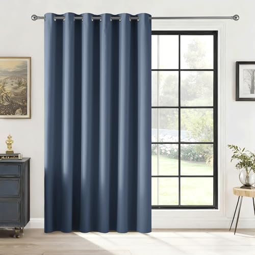 Image of RYB HOME Blackout Thermal Insulated Curtains, Portable Curtain for Sliding Glass Door /Storage /Space Room Divider, Large Window Treatment Room Divider Panel, W80 x L84, Stone Blue, 1 Panel