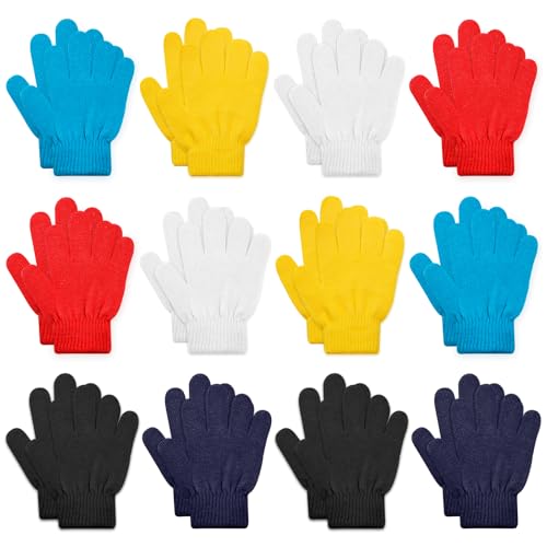 Image of ONESING 12 Pairs Kids Gloves - Warm Knitted Winter Gloves Bulk for Girls Boys | Children Gloves Designed for Cold Weather