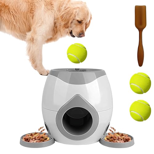 ABULL Interactive Dog Puzzle Toy - Drop The Ball to Get Treats, 2-in-1 Treat Dispenser & Slow Feeder for Healthy Eating, Keep Them Busy and Stop Boredom, Fun and Durable for All Breeds (Gray)