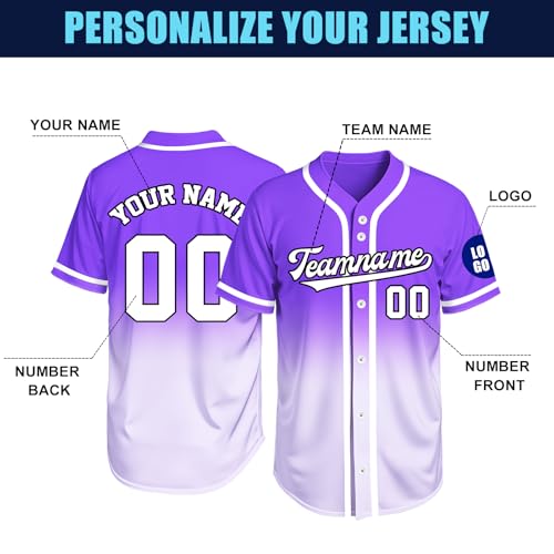 Image of Custom Baseball Jersey Personalized Stitched or Printed Name Number Baseball Shirt Sports Uniform Gifts for Men Women Youth