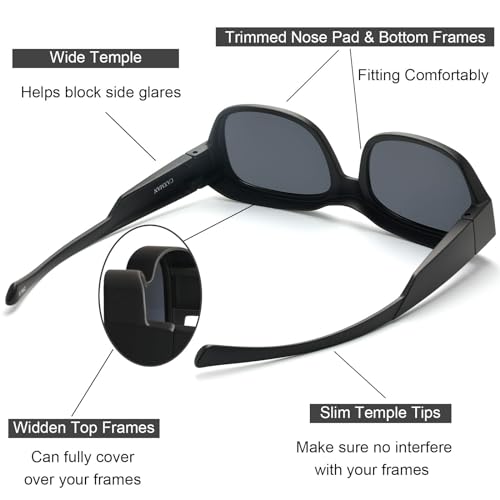 CAXMAN Fit Over Glasses Sunglasses for Women and Men Polarized & 100% UV Protection4