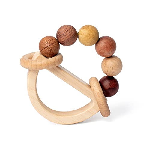 Baby Rattles 0-6 Months Wooden Toys for Babies 6-12 Months Montessori Wood Color Baby Rings for Newborn 0 3 6 12 Month Toddler Toys 1-3