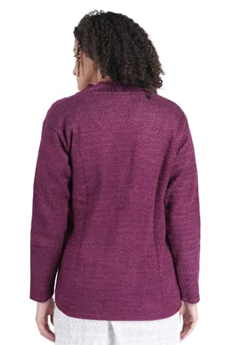Image of MANRA Women's Woolen V-Neck Buttoned Full Sleeve Cardigan Self Design Soft Wool Fabric Winter Wear Pure Wool Sweater Fully Warm with Front Pockets Stylish Cardigan