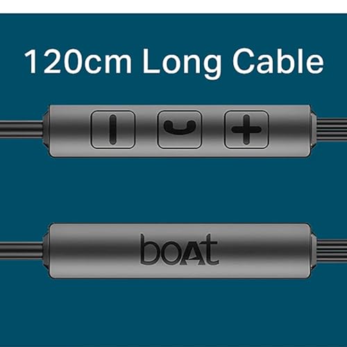 Image of boAt Bassheads 55 Wired Earphones with 10mm Drivers, Metallic Buds, in-Line Mic & Lightweight Design (Black)