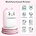Funducts Mini Thermal Printer, Inkless Printer with 5 Rolls Pape, Bluetooth Smart Pocket Compatible with iOS & Android, Portable Thermal Printer for PicturesRetro-Style Photos(Pink)