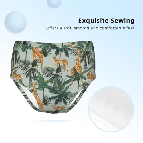 Giraffes Leopards And Palmtrees Girls' Underwear Soft Cotton Little Girls Panties Comfort Briefs3