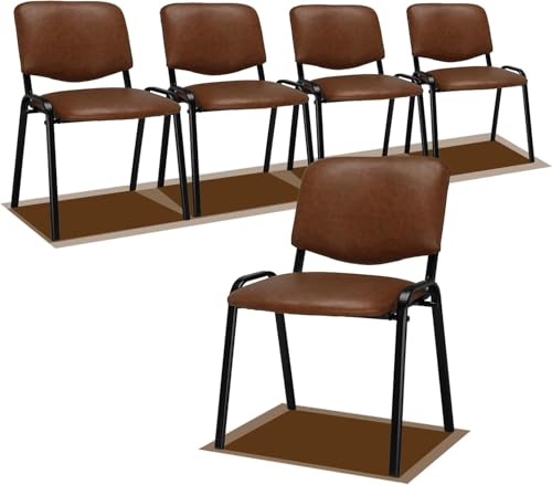 LEADZM Lot de 5 chaises empilables, basculantes, sans accoudoirs, avec assise et dossier rembourrés, pour conférence, bureau à domicile, réception, marron