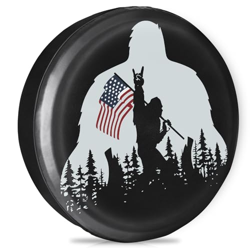 Spare Tire Cover for RV Trailer, Waterproof PVC Leather Wheel Cover, Camper Tire Covers with American USA Flag for RV Trailer, Jeep, Truck, SUV 16