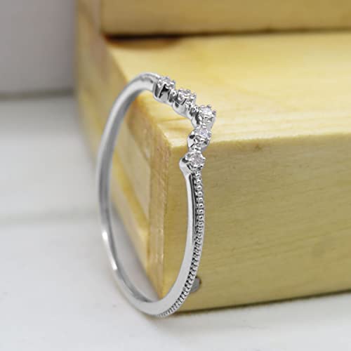 Dazzlingrock Collection White Diamond 5 Stone Beaded Chevron Band for Women (0.05 ctw, Clarity I-J, Clarity I1-I3) in Solid Gold4